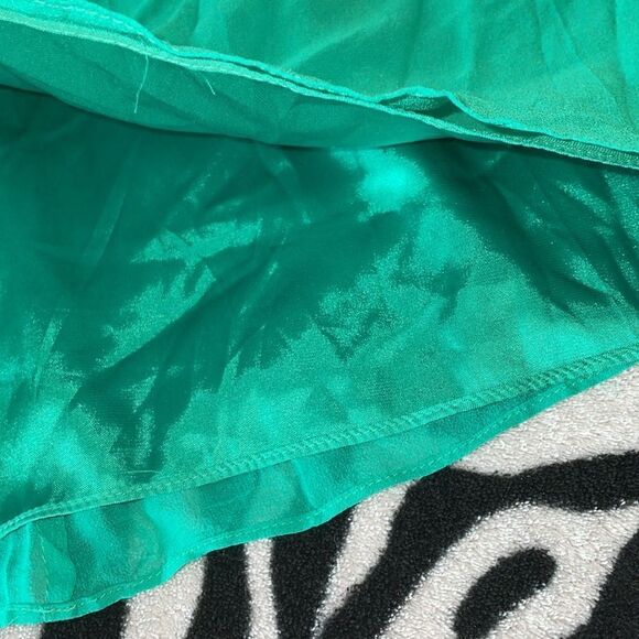 BCBG maxazaria emerald green asymmetrical one shoulder ruffle silk mini dress - Picture 4 of 16